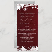 rode sneeuwvlokken winter bruiloft programma (Voorkant / Achterkant)