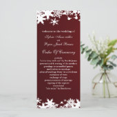 rode sneeuwvlokken winter bruiloft programma (Staand voorkant)