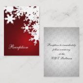 rode sneeuwvlokken winter bruiloft receptie kaarte informatiekaartje (Voorkant / Achterkant)