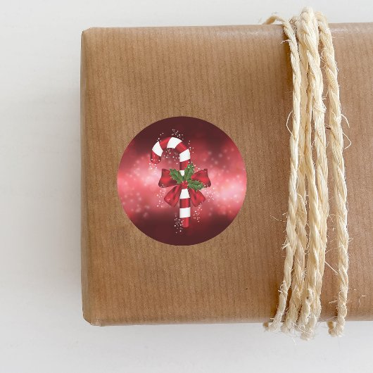 Rode snoepriet op een achtergrond van een rode keh ronde sticker