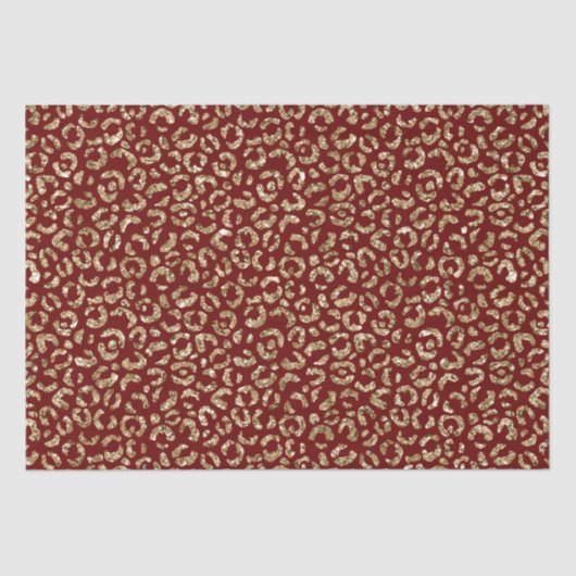 Rode Sparkle Glitter Gouden Luipaard Print Tissuepapier (Voorkant)