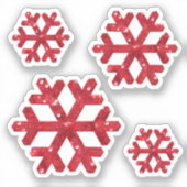 Rode Sparkle Sneeuwvlokken Kerstmis Sticker (Voorkant)