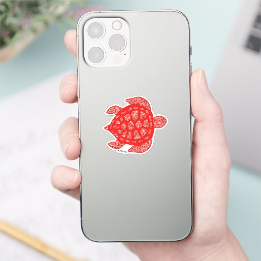 Rode Sparkly Turtle Sticker (Telefoon)