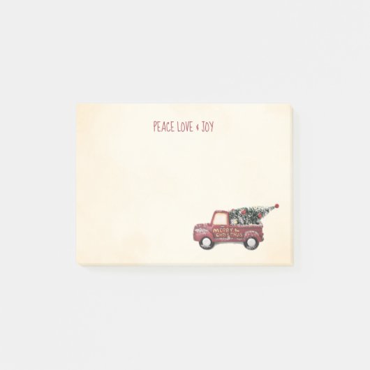 Rode Speelgoed vrachtwagen Vrolijk Kerstfeest Post-it® Notes (Voorkant)