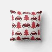Rode speelgoedauto kerstboom kussen (Voorkant)