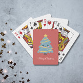 Rode speelkaarten met kerstboom in Kawaii