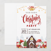 Rode Speelse Kerstfeest Flyer uitnodiging (Voorkant / Achterkant)