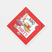 Rode spelden gestreepte BBQ-feest  Servet (Hoek)