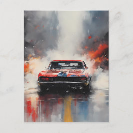 Rode Spier Auto hoofd op Briefkaart