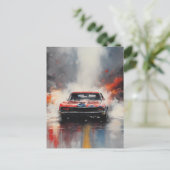 Rode Spier Auto hoofd op Briefkaart (Staand voorkant)