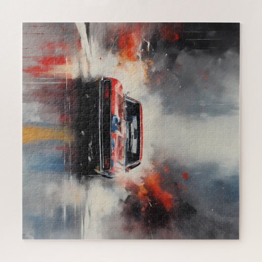 Rode Spier Auto hoofd op Legpuzzel (Horizontaal)