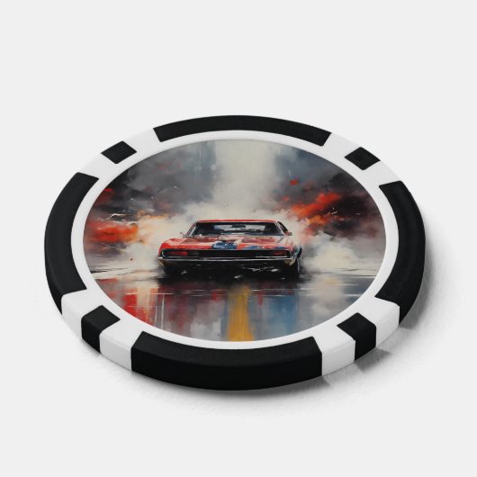 Rode Spier Auto hoofd op Poker Chips (Enkel)