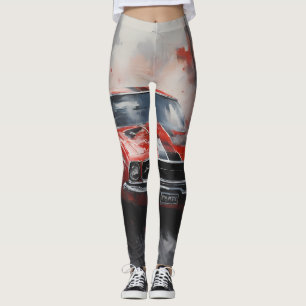 Rode Spier Auto met zilveren streep Leggings