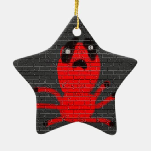 Rode spin-bruin wandschilderen, kunst voor kindere keramisch ornament (Achterkant)