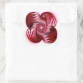 Rode spiralen vorm vierkante sticker (Tas)