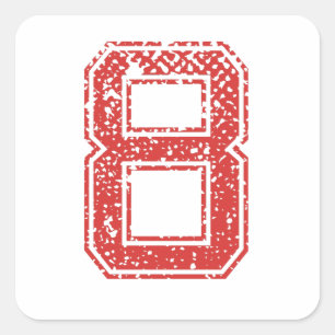 Rode Sport Jerzee Nummer 8 Vierkante Sticker