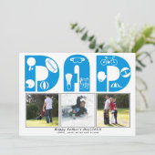 Rode sport Papa Vaderdag blauwe kaart (Staand voorkant)