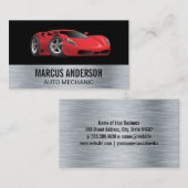 Rode sportauto | Auto-services | Metaal Visitekaartje (Voorkant / Achterkant)