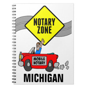 Rode sportauto Michigan met mobiele zone Notitieboek