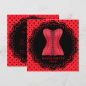 RODE SPOT CORSET BACHELORETTE PARTY INVITATION KAART (Voorkant / Achterkant)