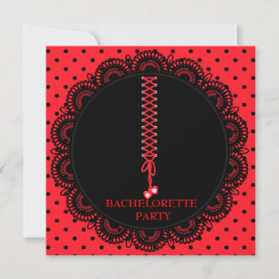 RODE SPOT-LACE BACHELORETTE PARTIJ INVITATIE KAART