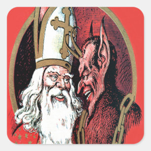 Rode St Nicolaas Krampus Vierkante Sticker