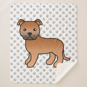 Rode Staffordshire Bull Terrier Schattige Cartoon Sherpa Deken