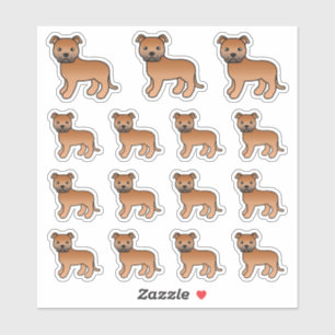Rode Staffordshire Bull Terrier Schattige Cartoon Sticker