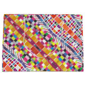 Rode Stalen en Kleurrijke Pixels Gift Bag Groot Cadeauzakje (Voorkant)