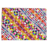 Rode Stalen en Kleurrijke Pixels Gift Bag Groot Cadeauzakje (Achterkant)