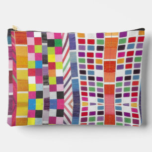 Rode Stalen en Kleurrijke Pixels Zakje Etui