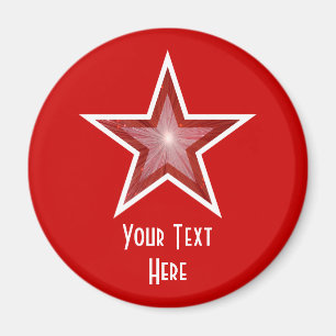Rode Star 'Jouw tekst' koelkast magneet rood