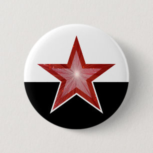 rode Star-knop wit zwart Ronde Button 5,7 Cm