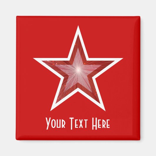 Rode Star-koelkast "Jouw tekst" magneet, vierkant Magneet (Voorkant)