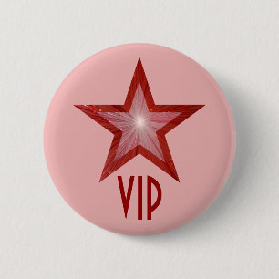 Rode Star 'VIP'-knop roze Ronde Button 5,7 Cm