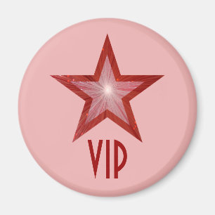 Rode Star 'VIP' koelkast magneet rond roze