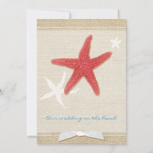 Rode Starfish Rustic Beach Wedding Kaart (Voorkant)