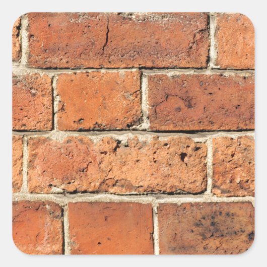 Rode steenwand vierkante sticker (Voorkant)
