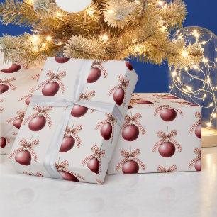 Rode Stenen Crème Boog Ornamenten Kerst Cadeaupapier