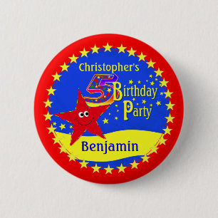 Rode Ster 5e Verjaardagsfeestnaam Button