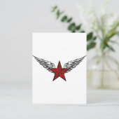 rode ster met vleugels briefkaart (Staand voorkant)