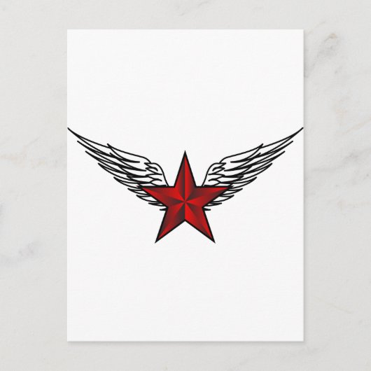rode ster met vleugels briefkaart (Voorkant)