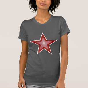Rode ster Witte dames t-shirt grijs