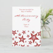 Rode Sterren '40th Anniversary' verticaal wit Kaart (Staand voorkant)