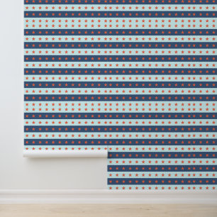 Rode sterren en blauwe strepen patroon behang