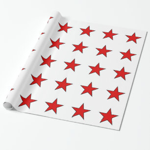 rode sterren op witte achtergrond cadeaupapier