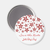 Rode sterren "Save the Date" fridge magnet wit Magneet (Voorkant / Achterkant)