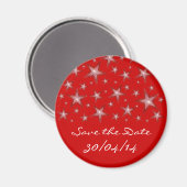 Rode sterren "Save the Date" koelkast magneet rood (Voorkant / Achterkant)