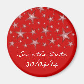 Rode sterren "Save the Date" koelkast magneet rood (Voorkant)