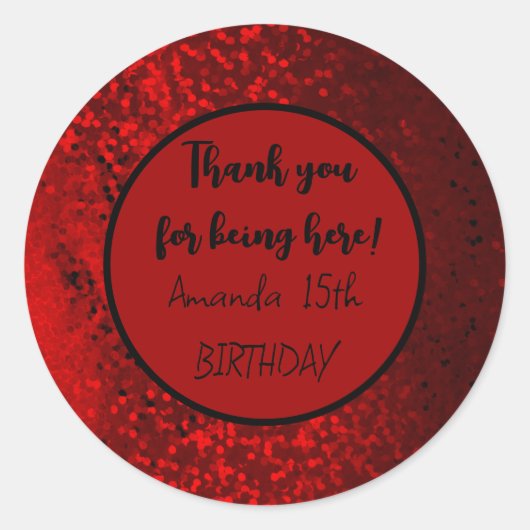 rode sticker van het glitterhart (Voorkant)